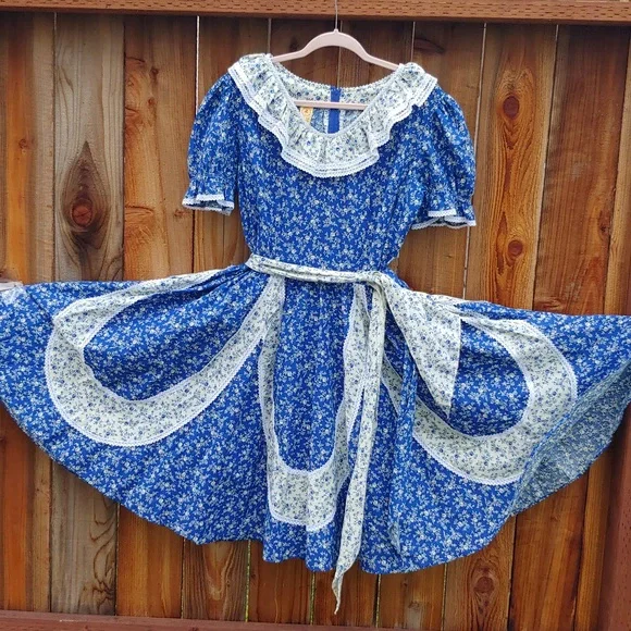 Vtg Like New Partners Please Blue Floral Dress w/ Matching Scarf Size XL/XXL - Picture 1 of 9